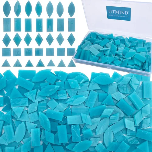 Miniatura 20 de LITMIND Kit de Azulejos de Mosaico de Vidrio Manchado Rojo Naranja para Manualidades - 240 Piezas, 5 Formas Mixtas