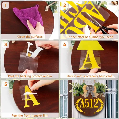 Miniatura 7 de Seloom 4" Calcomanías reflectantes para números de buzón y letras para exterior, adhesivas, números de buzón 4 juegos (0-9), letras 2 juegos (A-Z)