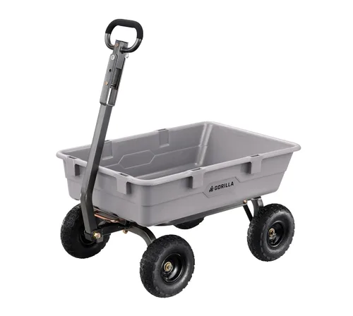 Miniatura 12 de Gorilla Carts Carro Volquete de Patio de Polietileno Resistente, Tina de 6 Pies Cúbicos, Capacidad de Transporte de 1200 Libras, Color Negro – Carro