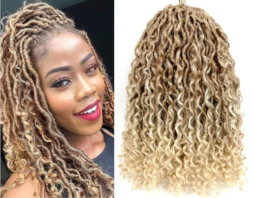 Aipin Goddess Locs - Cabello de ganchillo de 14 pulgadas, estilo locs de río bohemio, hippie, ondulado, con cabello rizado en medio y puntas,