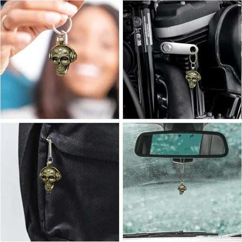 Miniatura 6 de Llavero de motocicleta Guardian Luck Bell Rock Skull Biker Gremlin Bell Car Llavero Accesorios con colgador de campana de motocicleta
