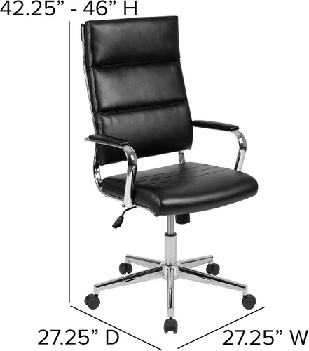 Miniatura 3 de Flash Furniture Hansel - Silla de oficina giratoria ejecutiva con respaldo alto, color negro LeatherSoft