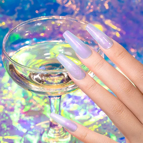 Miniatura 3 de RARJSM - Gel constructor para uñas, perla azul, gel duro en botella, con brillo de concha de sirena, perlas azules, estructura de extensión gruesa