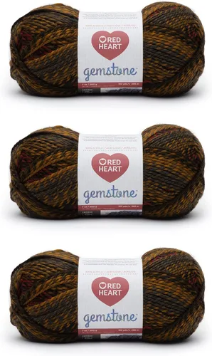 Red Heart Hilo de citrino de piedras preciosas – Paquete de 3 unidades de 7 onzas – Acrílico – 5 voluminosos – 312 yardas – Tejido, ganchillo y