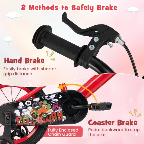 Miniatura 4 de BABY JOY Rabbit Pilot - Bicicleta deportiva para niños, 12, 14, 16, 18 pulgadas, bicicleta infantil para 3-8 años con altura ajustable, ruedas
