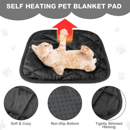Miniatura 3 de Paquete de 4 Almohadillas Autocalentables para Gatos, Alfombrilla Autocalentable para Perros que Refleja el Calor Corporal, Almohadilla Térmica