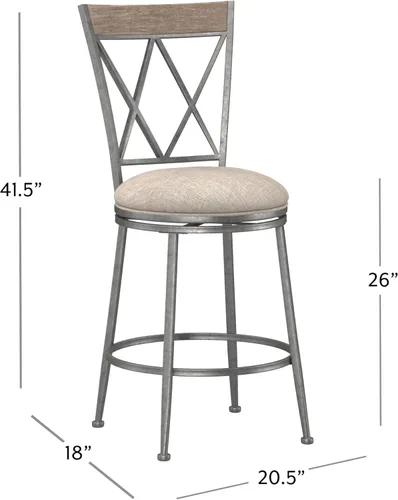 Miniatura 3 de Hillsdale Stewart Taburete giratorio para interiores y exteriores, peltre envejecido