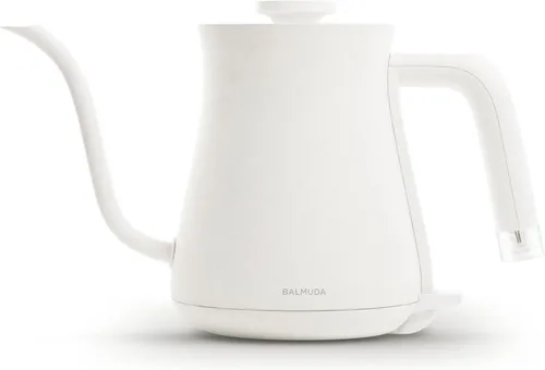 BALMUDA The Kettle | Hervidor Eléctrico de Cuello de Cisne | Ligero | Acero Inoxidable | Capacidad de 0.6L (20fl oz) | Indicador de Luz Neón | Blanco