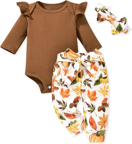 Miniatura 43 de Aalizzwell Conjunto de mameluco acanalado para bebé recién nacido prematuro para otoño e invierno