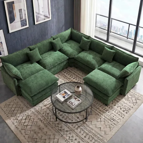 Miniatura 12 de Juego de sofá de felpilla Cloud de 77 pulgadas con almohadas, sofá biplaza de asiento profundo para apartamentos, ahorro de espacio de 2 plazas