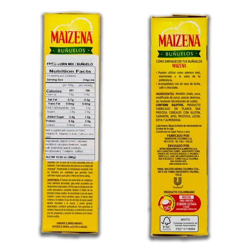 Miniatura 2 de Paquete Buñuelos Colombianos – Incluye 2 Cajas de Bunuelo Maizena 10.58 oz cada una y 1 Bolsa de Despensa Colombiana Rainbow Nonpareils o Sazon