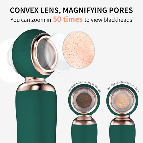 Miniatura 3 de 2025 - Aspiradora de poros para eliminar puntos negros, limpiador de poros facial recargable visual, 3 succiones de silicona suave, 3 sondas, kit