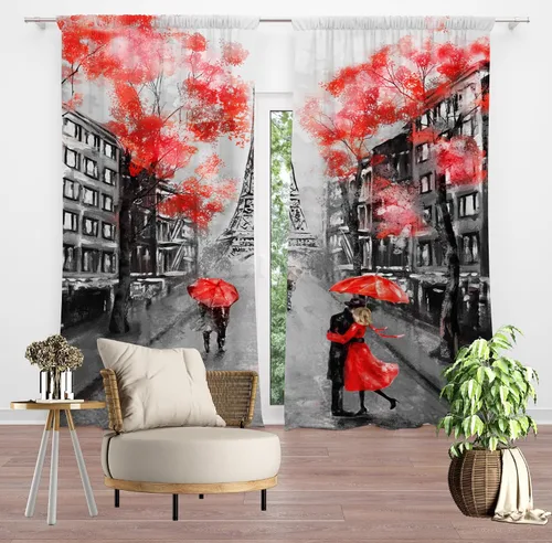 Miniatura 8 de Cortinas opacas con diseño de torre de París, diseño romántico de torre Eiffel, lavanda, decoración del hogar, dormitorio, sala de estar, cocina