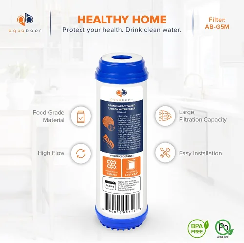 Miniatura 4 de Aquaboon Cartucho de filtro de agua de carbón activado granular de 5 micrones, 10 x 2.5, repuesto de filtro de agua GAC, compatible con AP117