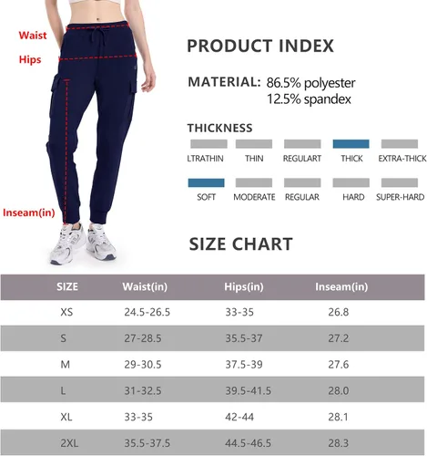 Miniatura 7 de HARTPOR Pantalones deportivos con forro polar para mujer, pantalones cargo de senderismo, resistentes al agua, pantalones deportivos de invierno