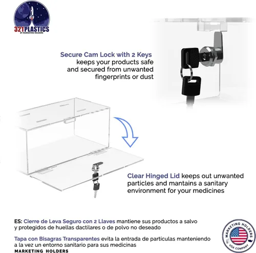 Miniatura 4 de Marketing Holders Cerradura de caja médica con cerradura para refrigerador con llaves de 12 x 6 x 4.25 pulgadas para almacenamiento médico de vacuna