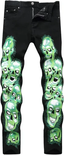 Miniatura 75 de Baylvn - Pantalones de mezclilla entallados y estampados para hombre con corte recto
