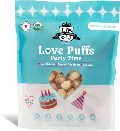 Miniatura 13 de Lord Jameson Cheddar Charm Colección Love Puffs ligeros y crujientes Golosinas orgánicas para perros, receta de queso, sin gluten, sin