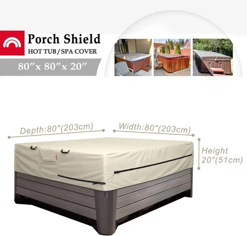 Miniatura 2 de Porch Shield Cubierta impermeable y resistente al desvanecimiento de 600D para bañera de hidromasaje de exterior 80 x 80 pulgadas, protector de SPA