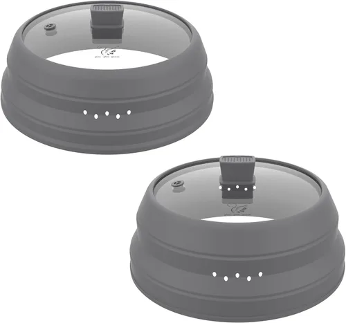 Miniatura 21 de Cubierta alta para salpicaduras de microondas, tapa protectora de vidrio de 5.8 pulgadas de altura con silicona plegable para plato de olla de Negro