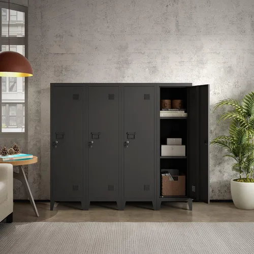 Miniatura 6 de MIOCASA Armario de Metal para Oficina en Casa, Gabinetes de Almacenamiento con Puertas y Estantes, Armario de Archivo con Cerradura, Organizador