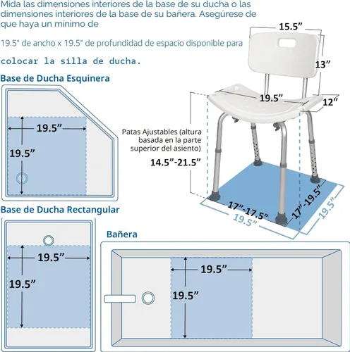 Miniatura 3 de Vaunn - Silla de ducha ajustable sin herramientas, apta para FSA/HSA, asiento de bañera de hidromasaje con respaldo extraíble