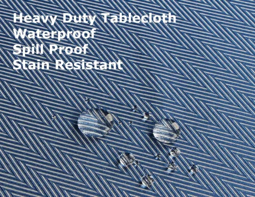 Miniatura 2 de Tektrum Mantel cuadrado con textura de jacquard de espiga de 70 x 70 pulgadas, impermeable, a prueba de derrames, resistente a las manchas, sin