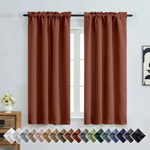 Miniatura 266 de OVZME Cortinas opacas turquesa para tratamiento de ventanas pequeñas, cortinas cortas con bloqueo de luz para ventana de cocina sobre el fregadero