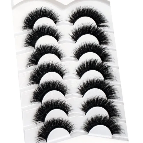 Miniatura 405 de Pooplunch - Pestañas postizas finas de visón sintético, estilo ojo de gato, naturales, cruzadas, tipo racimo, efecto 8D de volumen, tiras