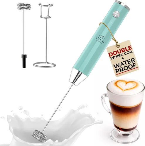 Miniatura 32 de Zulay Kitchen Espumador de leche de mano con pilas Duracell AA – Mezclador eléctrico ultrarrápido y creador de espuma, mezclador de bebidas fácil