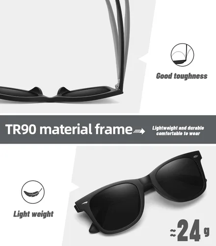 Miniatura 7 de MEETSUN Lentes de sol polarizados retro para mujeres y hombres, lentes de espejo clásicos para conducción, 100% protección UV (paquete de 3)