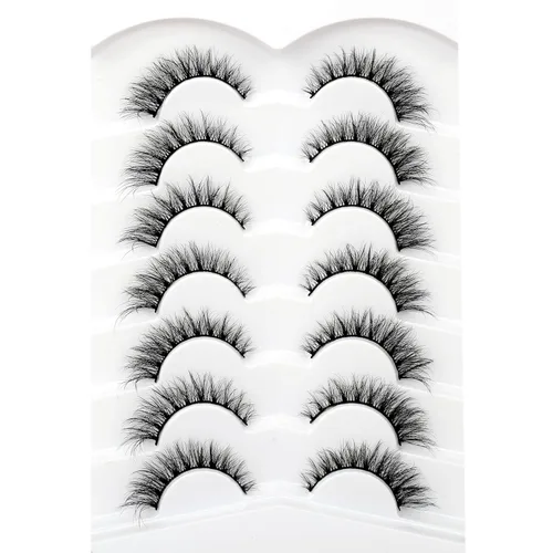Miniatura 90 de Pooplunch - Pestañas postizas finas de visón sintético, estilo ojo de gato, naturales, cruzadas, tipo racimo, efecto 8D de volumen, tiras