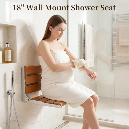 Miniatura 3 de Asiento de ducha de montaje en pared de 18", banco de ducha de montaje en pared para interior de ducha, asiento de ducha plegable, asientos de ducha