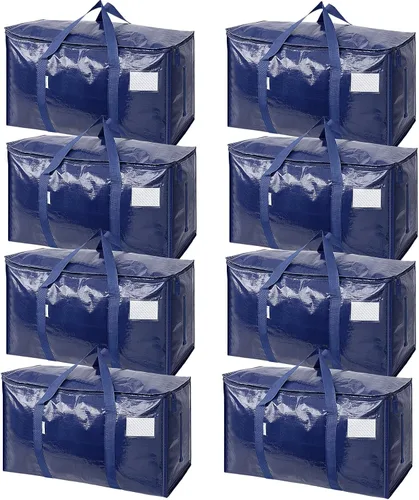 Miniatura 34 de TICONN Paquete de 2 bolsas de mudanza extra grandes resistentes con cremalleras y asas de transporte, bolsas de almacenamiento duraderas