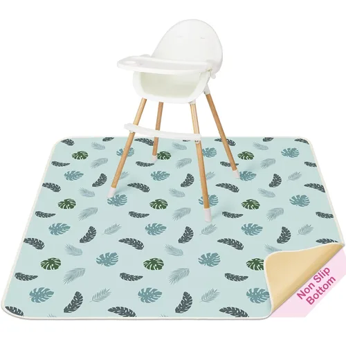 Miniatura 10 de Basumee Alfombrilla de salpicaduras para silla de bebé, impermeable, tapete de juego para debajo de la silla alta, tapete para atrapar alimentos