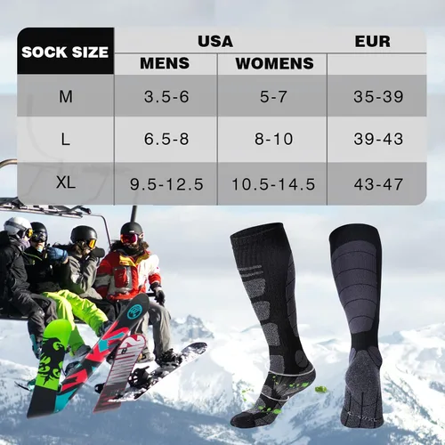 Miniatura 4 de Calcetines de esquí de lana merina térmica hasta la rodilla para invierno, snowboard, deportes, hombres y mujeres, caza