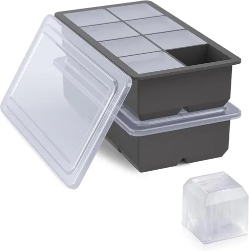 Miniatura 8 de Bangp Bandejas de silicona para cubitos de hielo con marco reforzado de metal (paquete de 3), bandeja grande para cubitos de hielo con tapa, molde