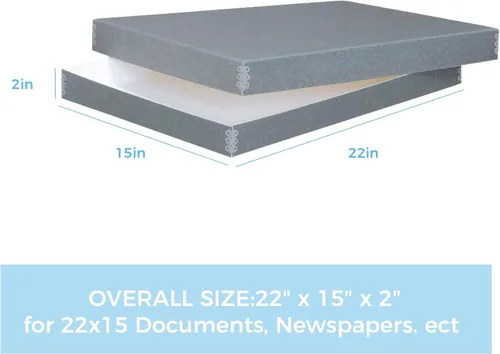 Miniatura 3 de Lineco, Archival - Caja de almacenamiento para preservación de periódicos, diseño frontal con borde de metal, organizador de archivos sin ácidos