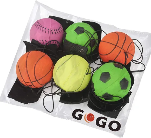 Miniatura 5 de GOGO Paquete de 6 bolas de goma con correa de muñeca y cuerda para ejercicio de dedos