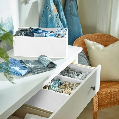 Miniatura 8 de Criusia Paquete de 6 organizadores de cajones de ropa, organizador plegable de tela para ropa, organizador de cajones de ropa interior, calcetines