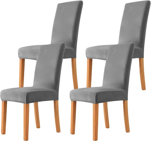 Miniatura 40 de Velvet Chair Covers Beige Gray, Stretch Dining Room Chair Covers 2 Pack, Super Fit Dining Chairs Slipcovers Spandex Washable Kitchen Parson Chair