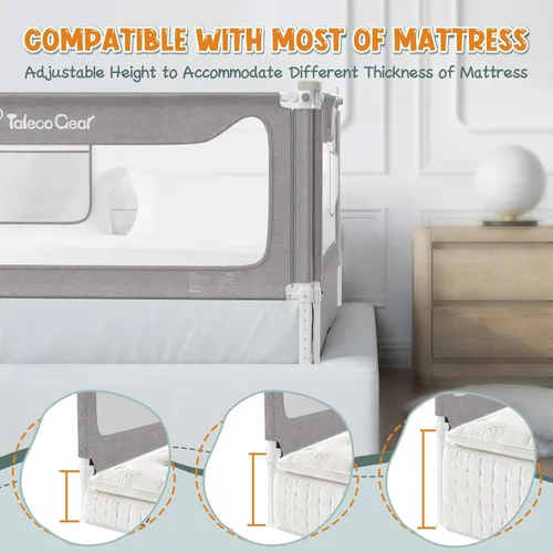Miniatura 6 de G TALECO GEAR Baranda de cama para niños pequeños, rieles laterales protectores estables de cama, protector de baranda de cama para bebés para cama