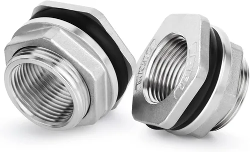 Miniatura 13 de TAISHER 4 piezas Adaptador de conector de tanque de mamparo de 3/4" blanco de ABS con tapones y junta para tanque de agua, barriles de lluvia