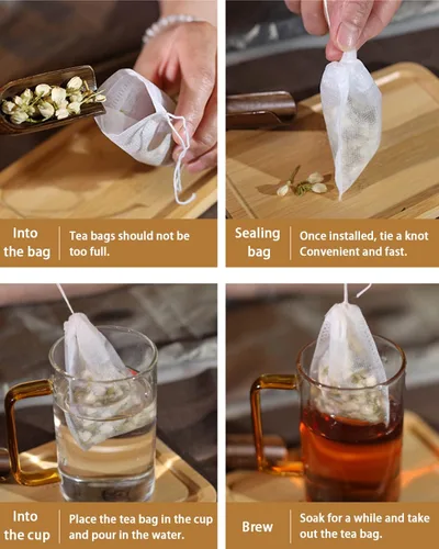 Miniatura 2 de 400 bolsas de té desechables para té de hojas sueltas con cuchara de té gratis, bolsas de filtro para café, especias, hierbas (QS218)