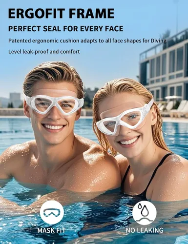 Miniatura 5 de Gafas de natación para adultos, gafas de natación de silicona líquida antivaho para hombres y mujeres con visión clara de 180° y antiniebla/UV