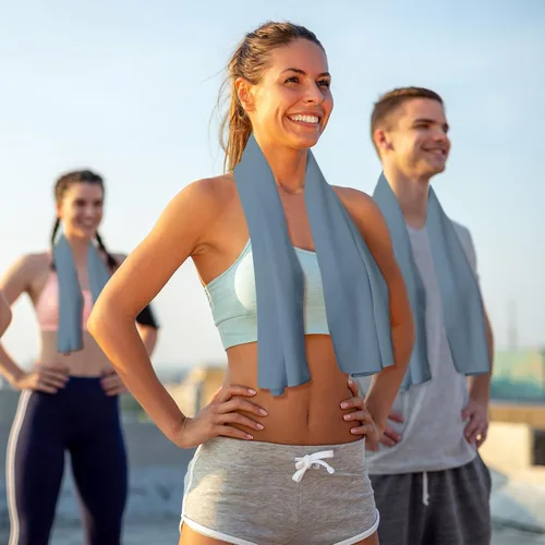 Miniatura 7 de Honoson Toalla de enfriamiento a granel – Toallas frescas para cuello y cara, microfibra transpirable y deportiva para gimnasio, yoga, viajes, Azul