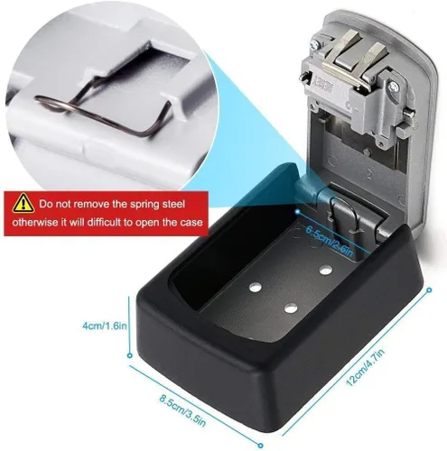 Miniatura 4 de Caja de bloqueo de llaves con combinación de 4 dígitos configurables para montar en la pared, hecha de acero resistente a la intemperie