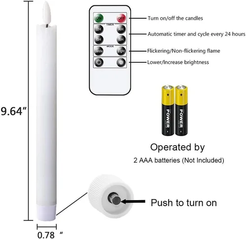 Miniatura 8 de GenSwin Velas cónicas blancas sin llama parpadeantes con control remoto de 10 teclas, funciona con pilas, velas LED cálidas con mecha 3D