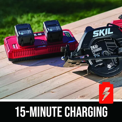 Miniatura 3 de SKIL 2x20V PWR CORE 20 Kit de sierra circular sin escobillas de 7-1/4 pulgadas con mango trasero incluye dos baterías de 5.0Ah y cargador de salto