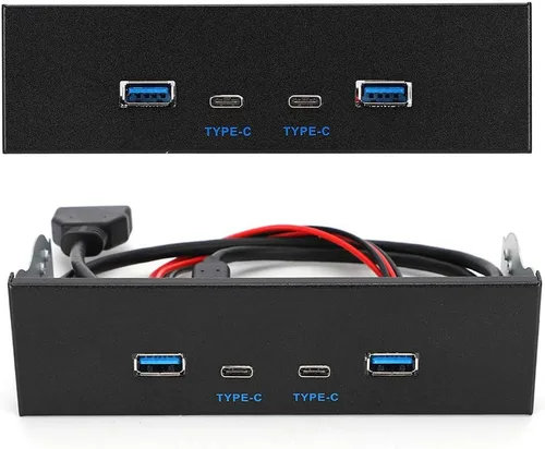USB3.0+2.0+Tipo C Tipo E Panel Piezas de computadora Tipo C Panel frontal, Accesorios de escritorio Negro GEN2 Panel frontal USB 3.1 Panel frontal,